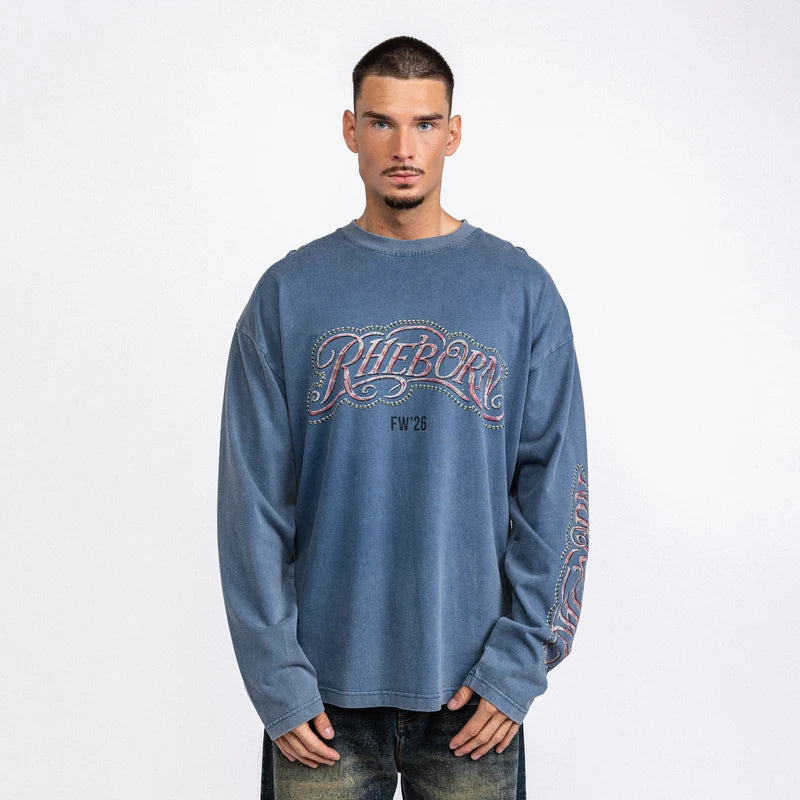 Rheborn Key Logo Longsleeve Vintage Washed Blue