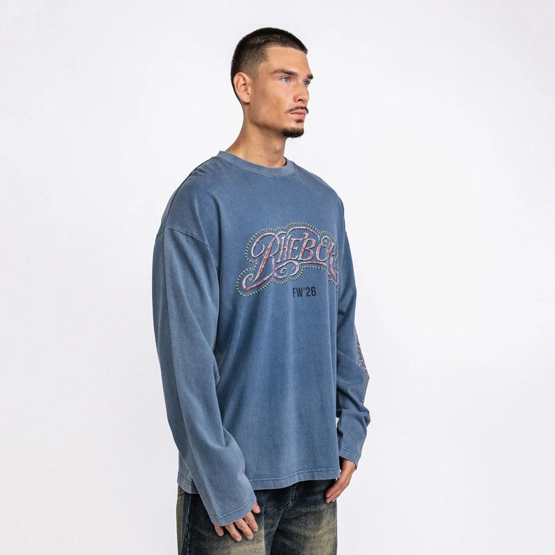 Rheborn Key Logo Longsleeve Vintage Washed Blue