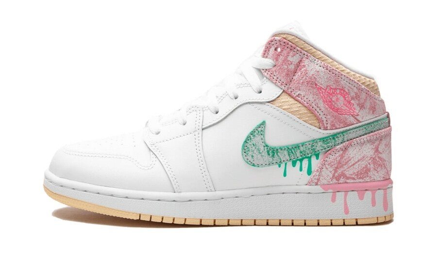 Air Jordan 1 Mid Paint Drip (GS) - DD1666 - 100 - Mentastore
