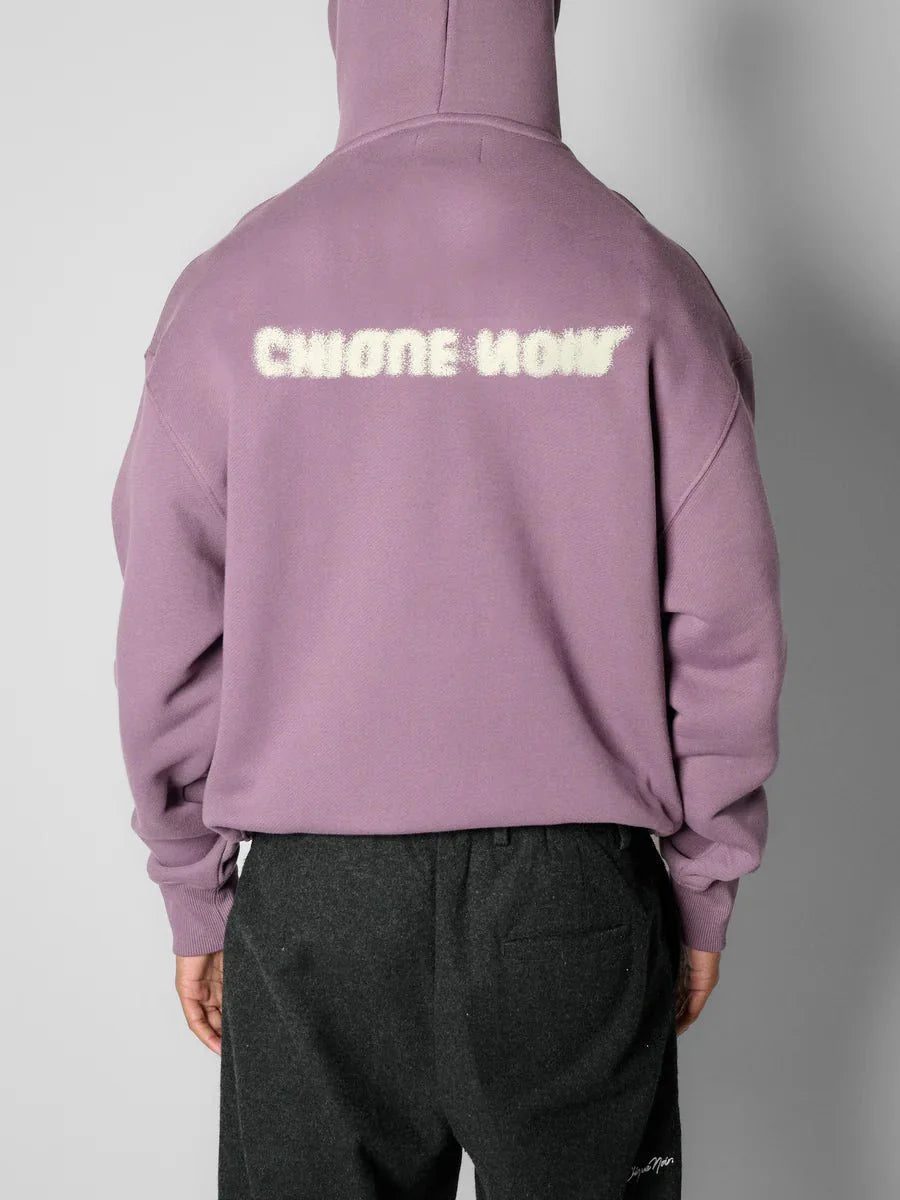 CHIQUE NOIR - BLURRY LOGO HOODIE - PLUM - Mentastore