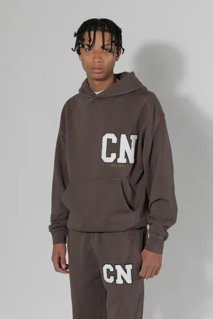 CHIQUE NOIR - CN. PATCH HOODIE - CHOCOLATE - Mentastore