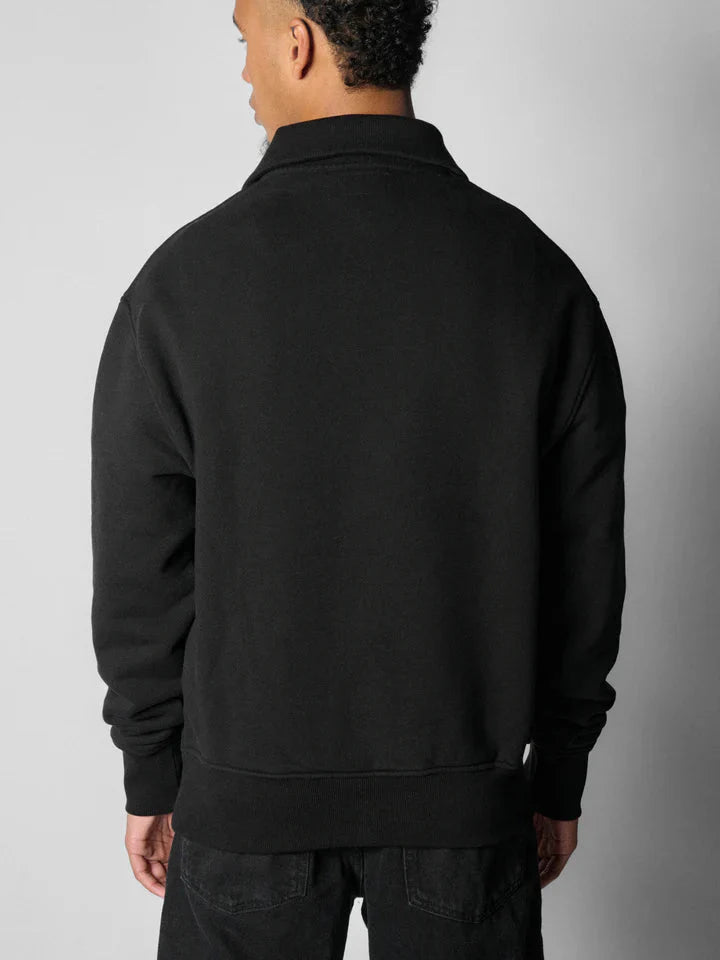 CHIQUE NOIR - HALF ZIP SWEATER - BLACK - Mentastore