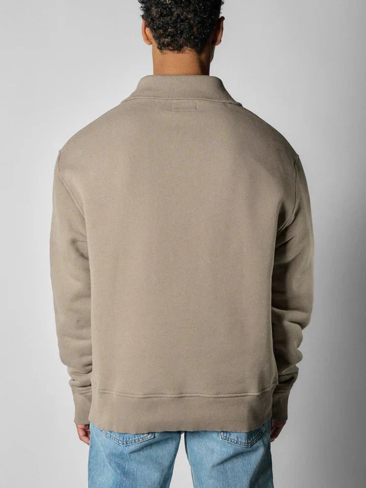 CHIQUE NOIR - HALF ZIP SWEATER - STONE - Mentastore