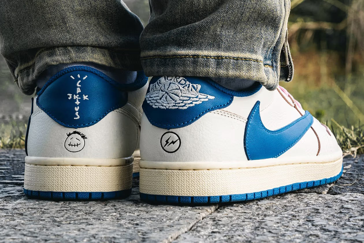 Jordan 1 Retro Low OG SP Fragment x Travis Scott Sail Military Blue