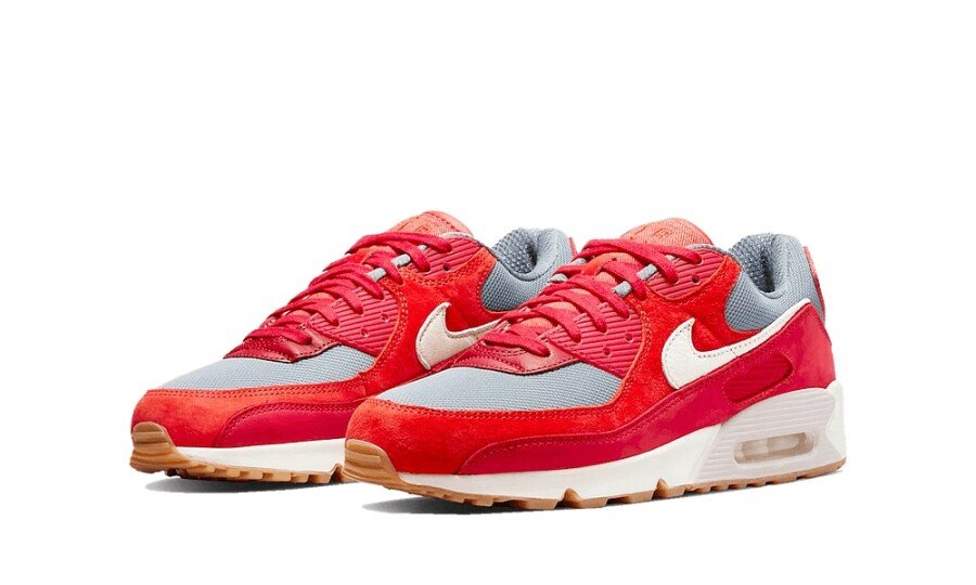 Nike Air Max 90 Premium Gym Red Smoke Grey Gum - DH4621-600 - Mentastore