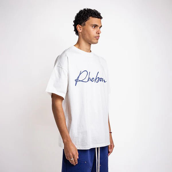 Rheborn Handwritten Logo Tee Navy Blue - - Mentastore