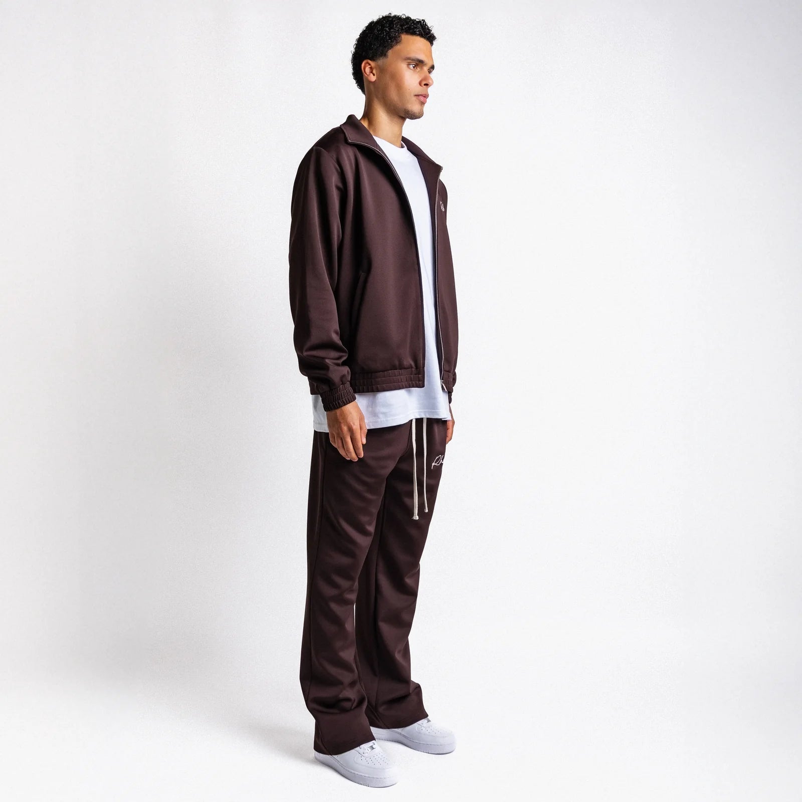 Rheborn Handwritten Logo Tracksuit Chocolate Brown - - Mentastore
