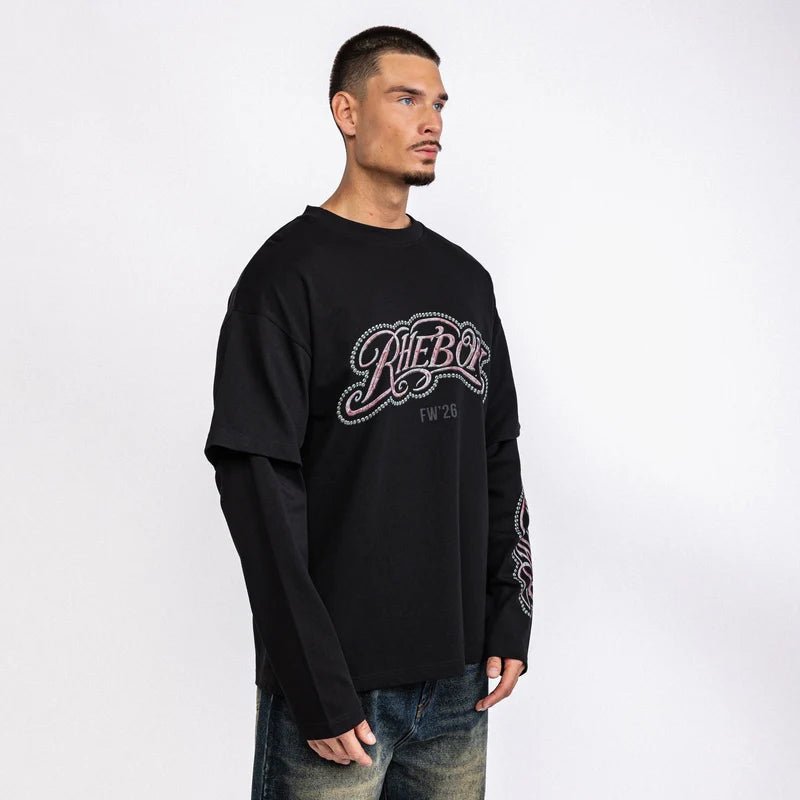 Rheborn Key Logo Double Layer Longsleeve Black - - Mentastore