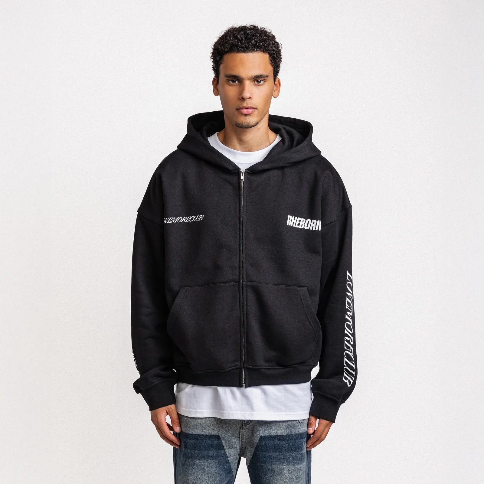 Rheborn Love More Club Zip - Up Hoodie Black - - Mentastore