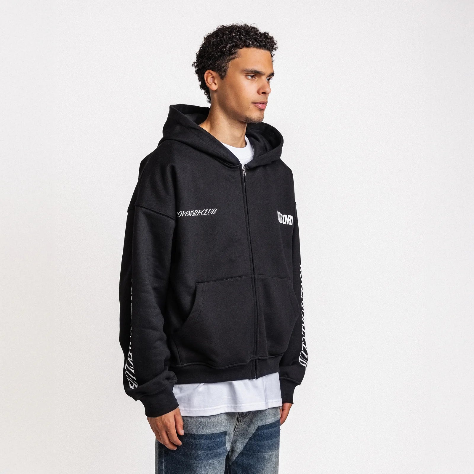 Rheborn Love More Club Zip - Up Hoodie Black - - Mentastore
