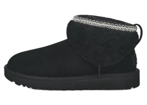UGG Classic Ultra Mini Maxi Curly Boot Black (Women's) - 1158263-BLK - Mentastore