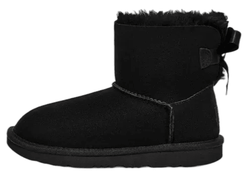 UGG Mini Bailey Bow II Boot Black (Kids) - 1017397K-BLK - Mentastore