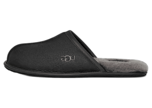 UGG Scuff Leather Slipper Black - 1108192-BLK - Mentastore