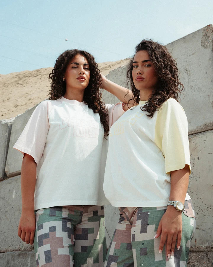 CHIQUE NOIR -  TWO TONE TEE | OFF-WHITE/YELLOW