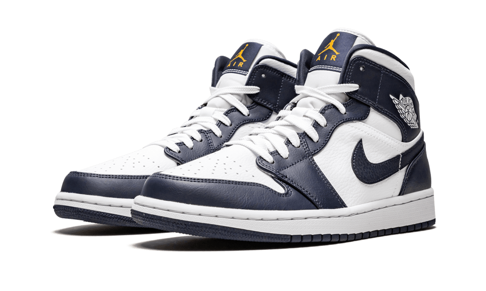 Air Jordan 1 Mid White Metallic Gold Obsidian - Mentastore