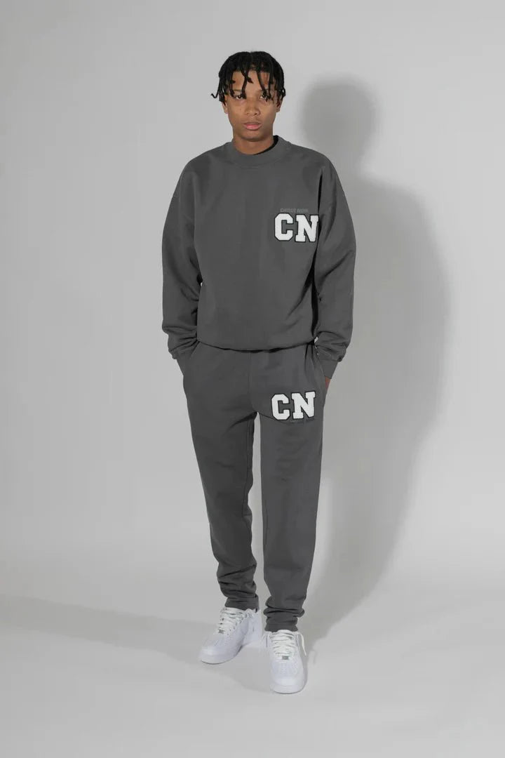 CHIQUE NOIR - CN. PATCH SWEATPANTS - ANTHRACITE - Mentastore