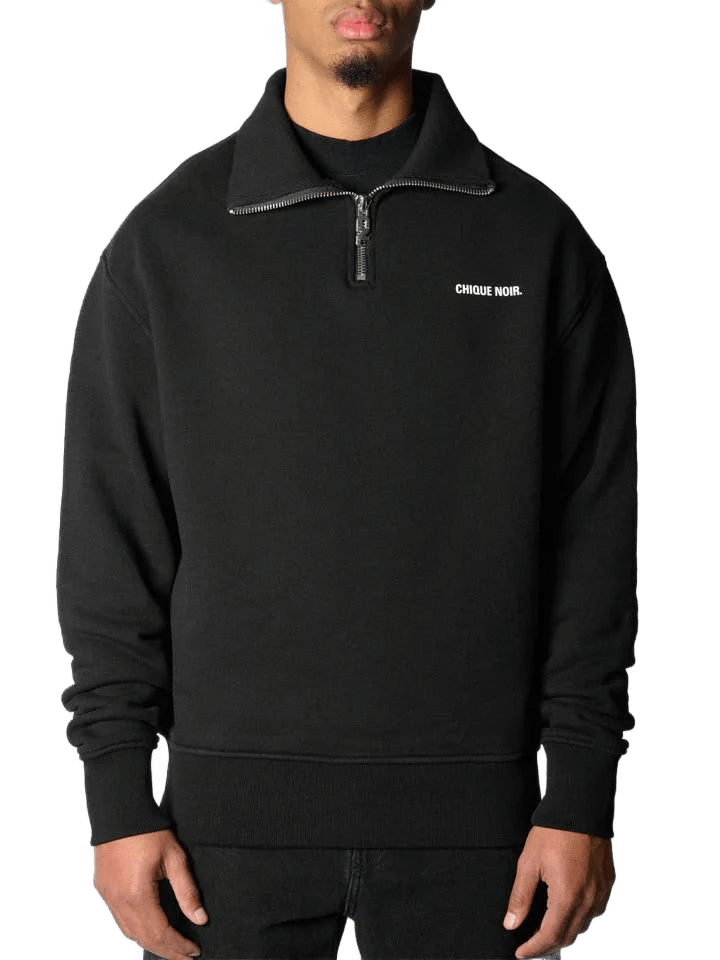 CHIQUE NOIR - HALF ZIP SWEATER - BLACK -  - Mentastore