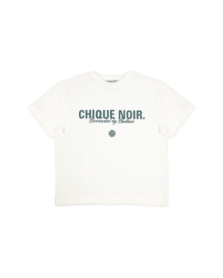 CHIQUE NOIR KNITTED TEE - ECRU/GREEN -  - Mentastore