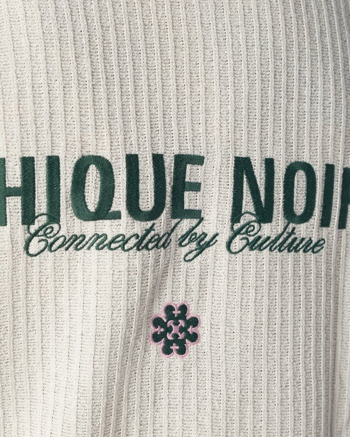 CHIQUE NOIR KNITTED TEE - ECRU/GREEN -  - Mentastore