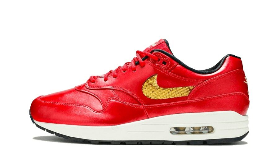 Nike Air Max 1 Red Gold Sequin (Women's) - CT1149-600 - Mentastore