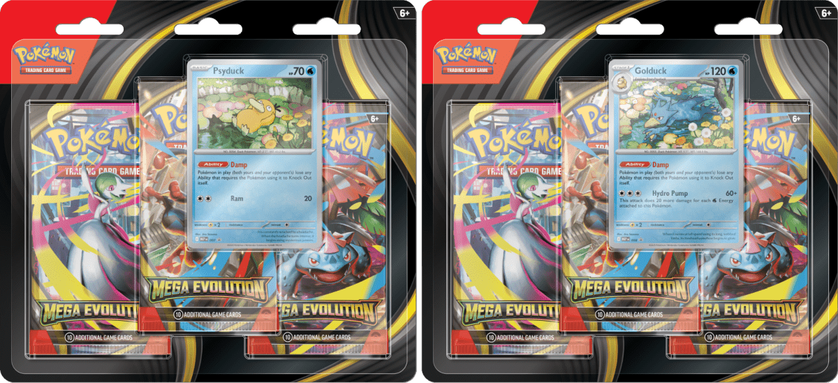 pokémon trading card game: mega evolution three-booster blister- psyduck Pokémon Mega Evolution 3 Pack Blister Golduck / Psyduck