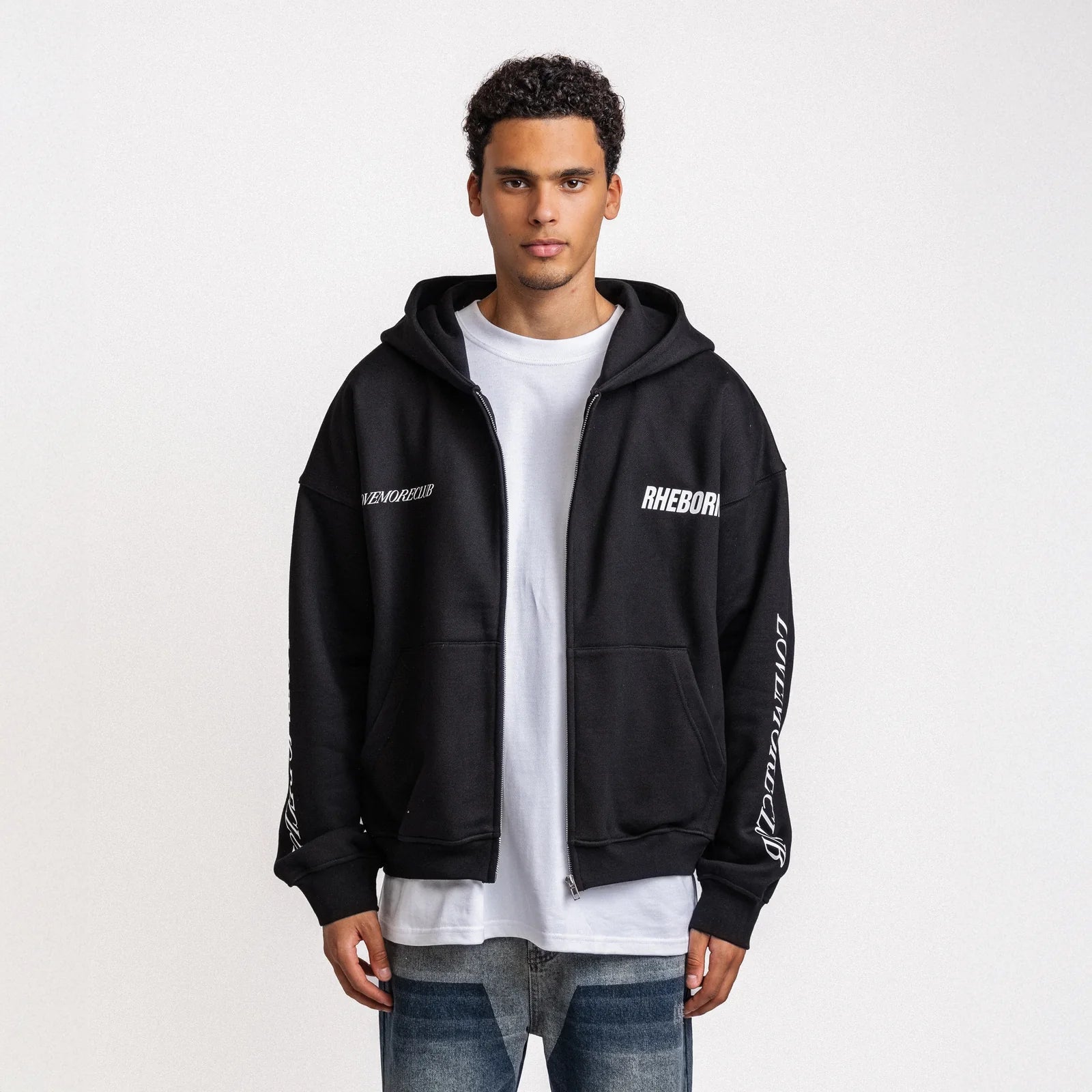 Rheborn Love More Club Zip - Up Hoodie Black -  - Mentastore